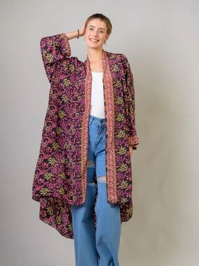 NEW Rhea Boho Floral Open-Front Kimono Cardigan/Duster